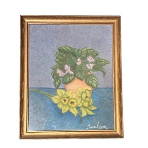 Framed Vintage Floral Art - Signed Still Life by Branham - Picture 1 of 4