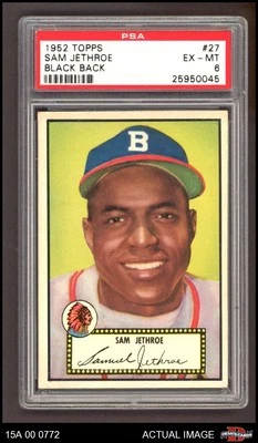 1952 Topps #27 Sam Jethroe Braves PSA 6 - EX/MT - Image 1 of 2