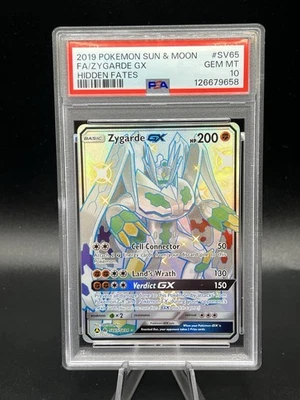 2019 POKEMON SUN & MOON HIDDEN FATES #SV65 FULL ART/ZYGARDE GX PSA 10 - Image 1 of 2