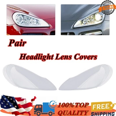 Pair Headlight Lens Cover Clear Shell Replace Fit Porsche Cayenne 2008 2009 2010 Foto 1 de 4