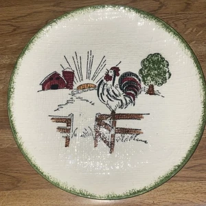 Vintage Blue Ridge Pottery Southern Country Farm 9.5” Rooster Barn Plate USA - Picture 1 of 5