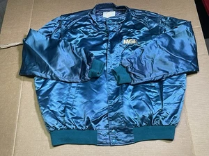 90s Vintage Exclusive MGM Grand Las Vegas Satin Teal & Gold Jacket Size XXL - Picture 1 of 14