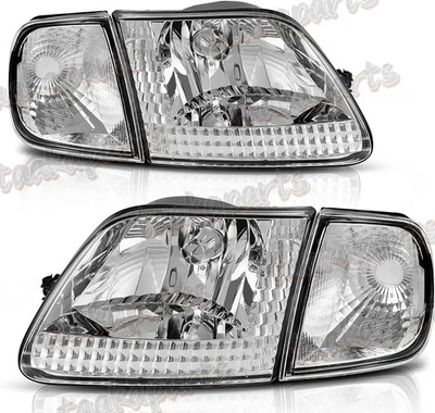 Par de faros cromados con esquina transparente para Ford F150/97-02 Expedition 1997-2003 Foto 1 de 4
