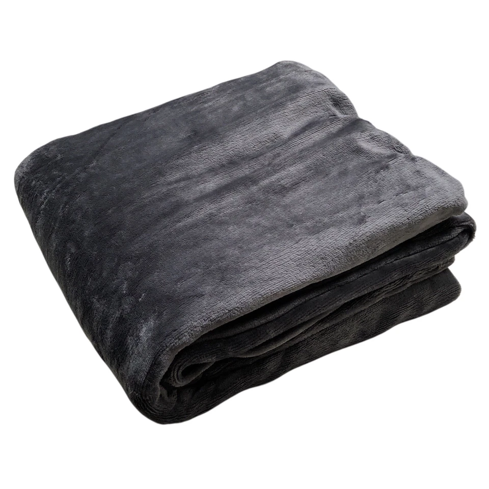 SUNBEAM HEATED ELECTRIC BLANKET - Royal Luxe Velvet Microplush Fleece Full Gray - Image 1 of 4