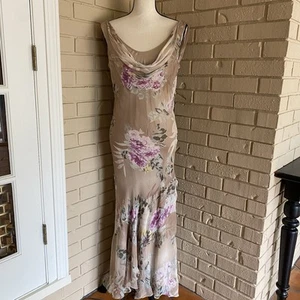 Maxi Dress Prom Gown Fairy Goth Y2K 100% Silk Beaded Chiffon Layered Formal Sz 8 - Picture 1 of 9