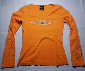 2006 Harley Davidson Flames Woodstock, IL Womens L Long sleeve top - Picture 1 of 11