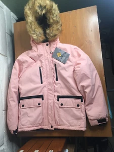 Neu mit Etikett Mädchen Gemyse Mantel Jacke Focus on Ski pink Größe 10/12 - Large mit Kapuze - Bild 1 von 8