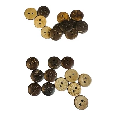 20mm Medium Natural Coconut Shell Buttons 2 Hole Brown Sewing Knitting Adult - Image 1 of 4