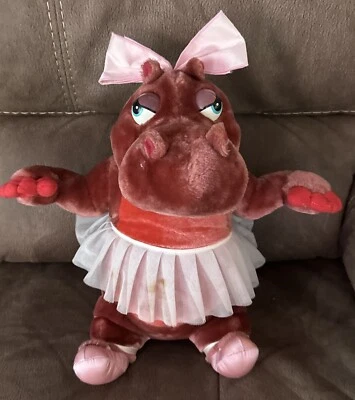 DisneyWorld FANTASIA Hyacinth Hippo Ballerina 14.5" Vintage Plush 1980s Disney - Image 1 of 4