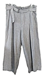 Banana Republic Wide Leg Linen-Blend Paperbag Pants Striped Pockets - Size 18 - Picture 1 of 9