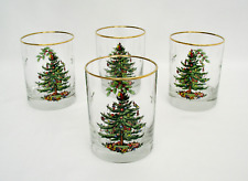 (4) SPODE CHRISTMAS TREE - 4 1/8" DOUBLE OLD FASHIONED GLASSES - STRAIGHT SIDED