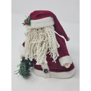 Christmas Free Standing Santa Holding Wreath With Little Metal Bell On His Hat - Picture 1 of 14