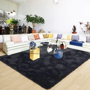 Ultra Soft Black Rugs for Bedroom 5x8 Feet, Fluffy Shag Area Rugs for Living ... - Picture 1 of 8