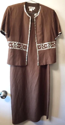 Vestido y chaqueta COLDWATER CREEK forrados mezcla de lino, talla P6, con nácar Foto 1 de 4