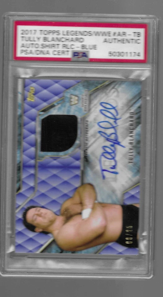 TULLY BLANCHARD 2017 TOPPS LEGENDS OF WWE RELIC AUTO BLUE /25 PSA/DNA AUTHENTIC - Image 1 of 1