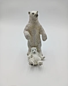 Figura de oso polar de pie Safari Ltd 1990 vintage de 7" y animal cachorro de goma dura - Imagen 1 de 11