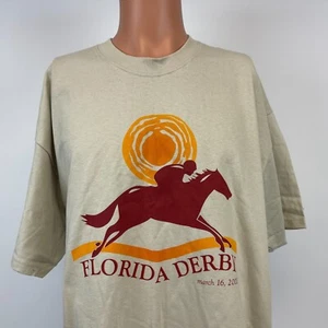 Florida Derby Thoroughbred Horse Racing T Shirt Vintage 2000s Brown Size XL - Picture 1 of 4