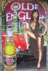 Sexy Girl Beer Poster ~ OLDE ENGLISH 800 Malt Liquor, Busty Asian in City Lights - Picture 1 of 2