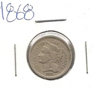 1868 Three Cent Nickel : Very Fine - Picture 1 of 2
