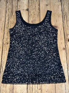 Classiques Entier Women’s Size S Black sequin Strechy Tank Top EUC - Picture 1 of 16