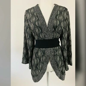 Notations Black and White Print Cardigan Size XL - Picture 1 of 4