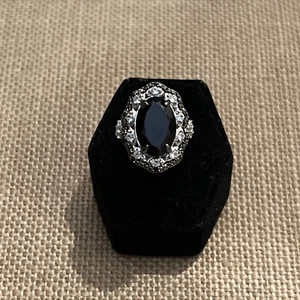 HSN Sterling Silver Onyx Crystal Ring Sz 6.25 - Picture 1 of 6