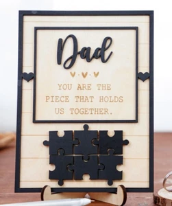 Wooden Frame Dad Puzzle Plaque You Are the Piece That Holds Us Together - Picture 1 of 9