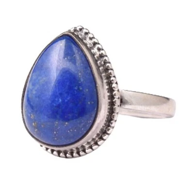 Anello In Lapis Lazuli In Argento Sterling 925 Fatto A Mano Per Donne Regalo - Immagine 1 di 4
