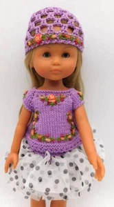 Handmade Purple Floral Polka Dot Outfit For Little Darling DOLL NOT INCLUDED - Picture 1 of 6