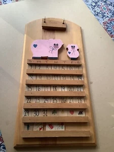 Vintage Perpetual Calendar Folk Art Wood Country Hand Crafted Pigs - Picture 1 of 7