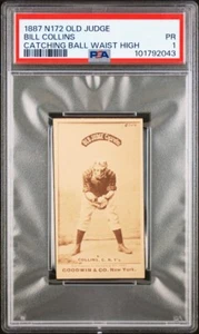 ⚾️ 1887 N172 Old Judge #84-5 Bill Collins - Catcher Pose Waist High - PSA New - Picture 1 of 3