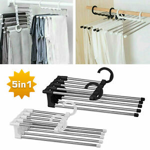 5 in 1 Multi-functional Pants Rack Shelves Stainless Steel Wardrobe Magic Hanger