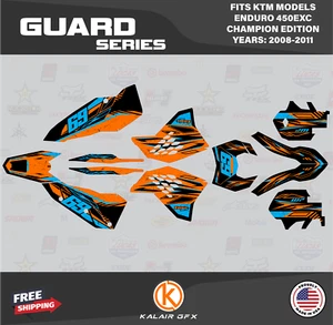 Graphics Kit for KTM Enduro 450EXC (2008-2011) Guard - CYAN - Picture 1 of 6