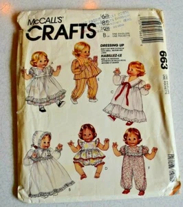 McCall #663 4907 Baby Doll Wardrobe Pattern 12-14" 16-18" 20-22" Christening - Picture 1 of 7