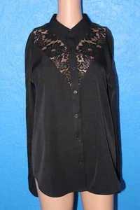 J BRAND womens button up long sleeve lace black blouse size medium NWT $228 - Picture 1 of 8