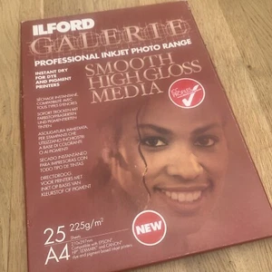 Ilford Galerie Professional Inkjet Photo Range Smooth High gloss Media A4 225gsm - Picture 1 of 4