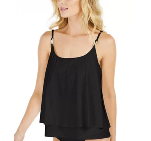 Michael Kors Iconic Double Layer Tankini Swim Top Black Size S 0803 - Picture 1 of 2