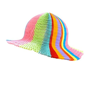 Rainbow Honeycomb Hat Paper Origami Sun Hat Folding Vase Hat Party Favor - Picture 1 of 6