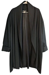 SEARLE BLATT STUDIO Black Overcoat Coatigan Shoulder Pads Made In USA Sz 10 Wool - Picture 1 of 8