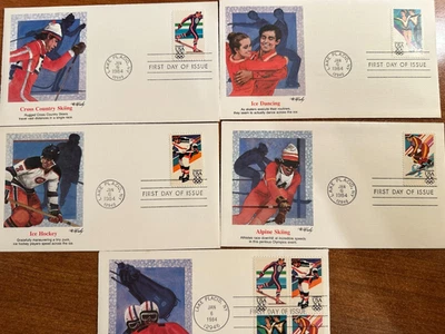 Scott 2067-70a 1984 Winter Olympics First Day Covers Set of 5 - Fleetwood Cachet - Image 1 of 4