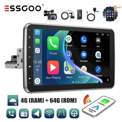 1 DIN Carplay DAB+ Autoradio 10.1" Android 14 4+64G GPS Cam drehbarer Bildschirm - Bild 1 von 4