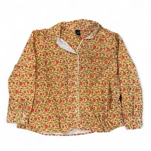 Basic Editions Floral Button Up Shirt Women’s Size 3X Long Sleeve Corduroy Top - Picture 1 of 3