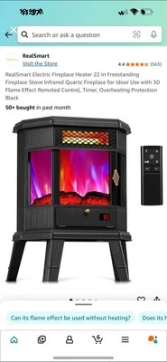 Real Smart Electric Fireplace Heater (22in) - Image 1 of 4