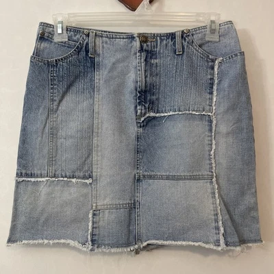 Saia jeans vintage feminina Faded Glory 10 azul desgastada até o joelho algodão! M1175 - Imagem 1 de 4