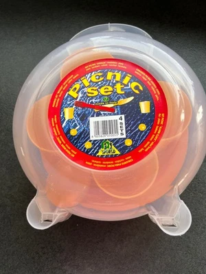 Picknick Geschirr Set, Kunststoff, Orange, NEU - Bild 1 von 3