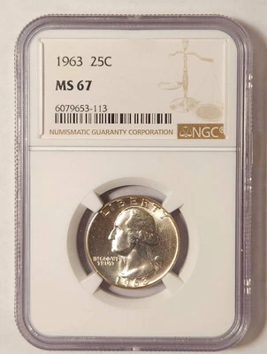 1963 P Washington Quarter NGC MS-67 - Image 1 of 2