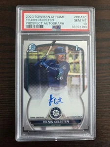 Felnin Celesten 2023 Bowman Chrome Auto 1st Prospect Rookie PSA 10 Gem Mint - Picture 1 of 2