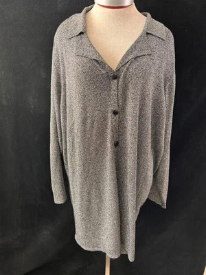 Susan Graver эластичной верхний размер 3 X 3/4 рукав на пуговицах серый блеск 32» длиной - Изображение 1 из 4