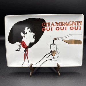 ROSANNA JAZZ AGE 'Champagne Lady' Porcelain Tray 9.5" x 6.5" EUC - Picture 1 of 6
