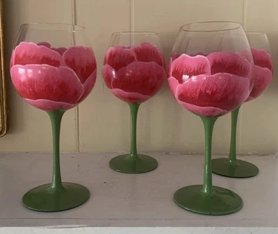 Juego de 4 copas de vino artísticas pintadas a mano de gran capacidad regalo perfecto Foto 1 de 4